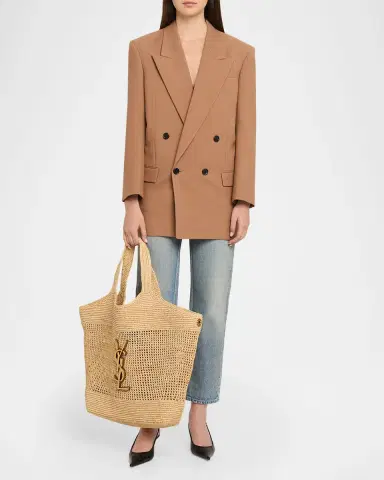 Saint Laurent Icare YSL Raffia Tote Bag | Thumbnail 4 Saint Laurent Icare YSL Raffia Tote Bag | Thumbnail 4