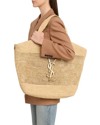 Saint Laurent Icare YSL Raffia Tote Bag | Thumbnail 1 Saint Laurent Icare YSL Raffia Tote Bag | Thumbnail 1