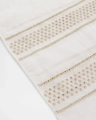 Brunello Cucinelli Embroidered Linen Fringe-Trim Scarf | Thumbnail 4 Brunello Cucinelli Embroidered Linen Fringe-Trim Scarf | Thumbnail 4