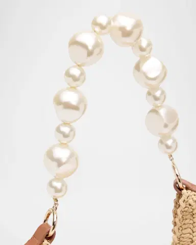 BTB Los Angeles Rae Pearly-Strap Crochet Raffia Hobo Bag | Thumbnail 5 BTB Los Angeles Rae Pearly-Strap Crochet Raffia Hobo Bag | Thumbnail 5