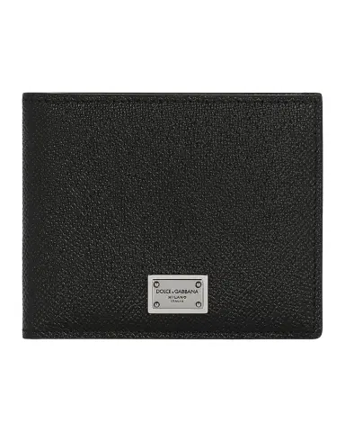 Dolce & Gabbana Men's Logo Plaque Dauphine Leather Bifold Wallet | Thumbnail 2 Dolce & Gabbana Men's Logo Plaque Dauphine Leather Bifold Wallet | Thumbnail 2