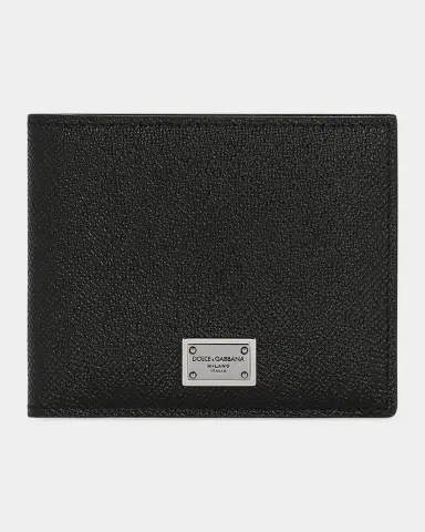 Dolce & Gabbana Men's Logo Plaque Dauphine Leather Bifold Wallet | Thumbnail 3 Dolce & Gabbana Men's Logo Plaque Dauphine Leather Bifold Wallet | Thumbnail 3