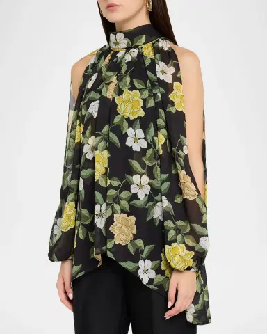 Ungaro Anabella Cape-Sleeve Floral Chiffon Blouse | Thumbnail 4 Ungaro Anabella Cape-Sleeve Floral Chiffon Blouse | Thumbnail 4