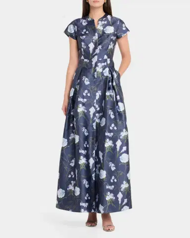 SACHIN BABI Marta Pleated Floral Mikado Gown | Thumbnail 2 SACHIN BABI Marta Pleated Floral Mikado Gown | Thumbnail 2