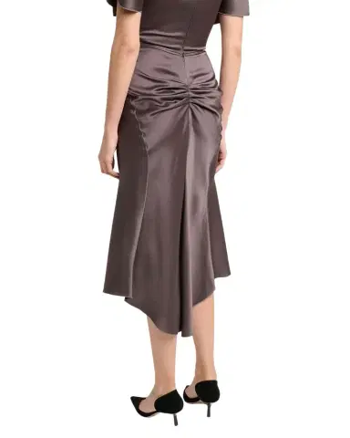 Victoria Beckham Gathered Waist Satin Midi Skirt | Thumbnail 1 Victoria Beckham Gathered Waist Satin Midi Skirt | Thumbnail 1