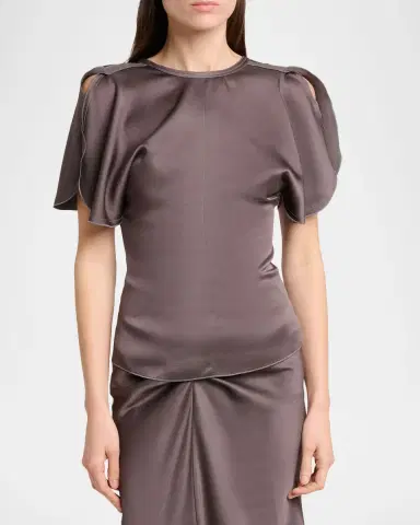 Victoria Beckham Draped Split-Sleeve Satin Blouse | Thumbnail 3 Victoria Beckham Draped Split-Sleeve Satin Blouse | Thumbnail 3