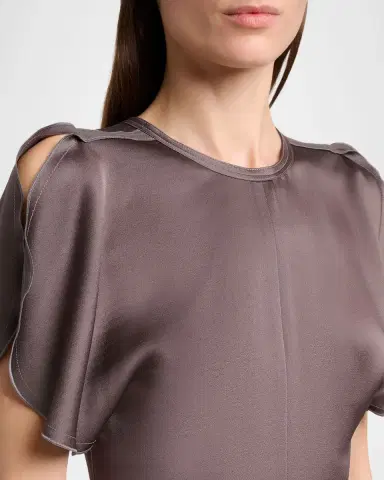 Victoria Beckham Draped Split-Sleeve Satin Blouse | Thumbnail 4 Victoria Beckham Draped Split-Sleeve Satin Blouse | Thumbnail 4