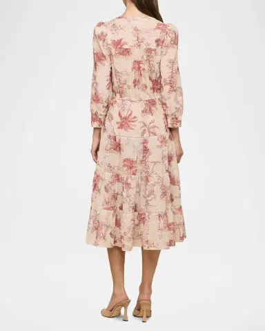 L'Agence Serafine Textured Toile Midi Dress | Thumbnail 3 L'Agence Serafine Textured Toile Midi Dress | Thumbnail 3