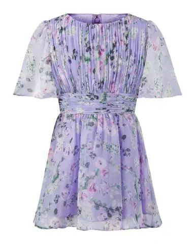 Mac Duggal Girl's Ruched Floral Mini Dress | Thumbnail 1 Mac Duggal Girl's Ruched Floral Mini Dress | Thumbnail 1