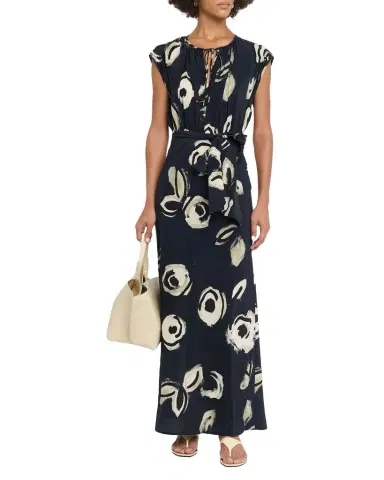Max Mara Cap-Sleeve Floral-Print Silk Belted Maxi Dress | Thumbnail 1 Max Mara Cap-Sleeve Floral-Print Silk Belted Maxi Dress | Thumbnail 1
