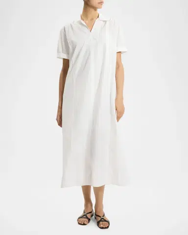 Theory Short-Sleeve Poplin Popover Maxi Dress | Thumbnail 2 Theory Short-Sleeve Poplin Popover Maxi Dress | Thumbnail 2