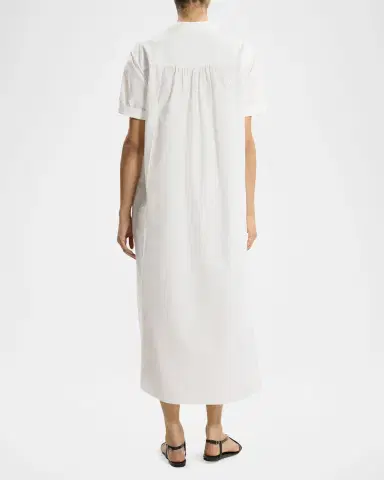 Theory Short-Sleeve Poplin Popover Maxi Dress | Thumbnail 3 Theory Short-Sleeve Poplin Popover Maxi Dress | Thumbnail 3