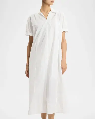 Theory Short-Sleeve Poplin Popover Maxi Dress | Thumbnail 4 Theory Short-Sleeve Poplin Popover Maxi Dress | Thumbnail 4