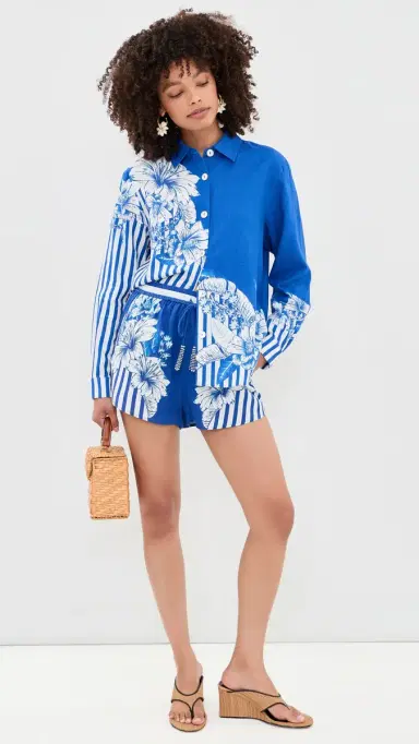 FARM Rio Blue tripe Shorts Blue tripe | Thumbnail 5 FARM Rio Blue tripe Shorts Blue tripe | Thumbnail 5