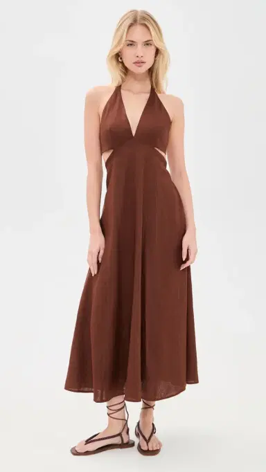 A.L.C. A. L.C. Evelena Linen Maxi Dress Brunette 0 | Thumbnail 2 A.L.C. A. L.C. Evelena Linen Maxi Dress Brunette 0 | Thumbnail 2