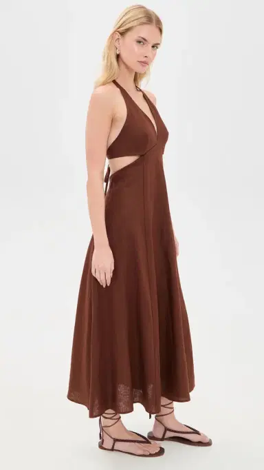 A.L.C. A. L.C. Evelena Linen Maxi Dress Brunette 0 | Thumbnail 4 A.L.C. A. L.C. Evelena Linen Maxi Dress Brunette 0 | Thumbnail 4