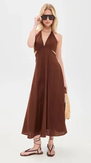 A.L.C. A. L.C. Evelena Linen Maxi Dress Brunette 0 | Thumbnail 5 A.L.C. A. L.C. Evelena Linen Maxi Dress Brunette 0 | Thumbnail 5