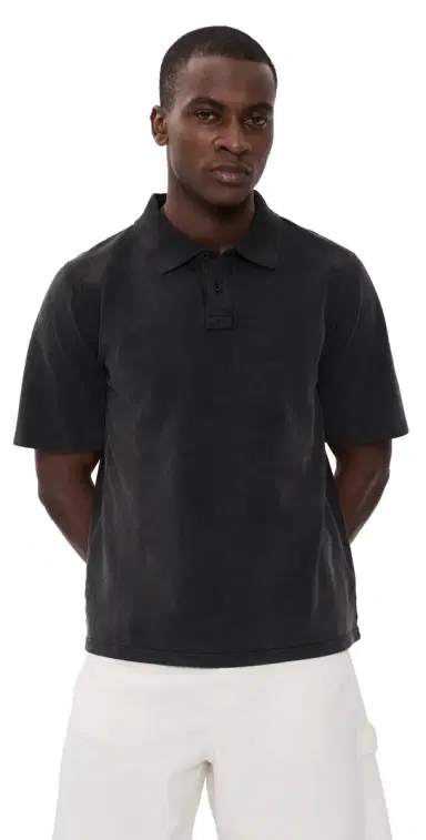 Corridor Washed Pique Polo Top Black | Thumbnail 1 Corridor Washed Pique Polo Top Black | Thumbnail 1