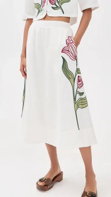 FARM Rio Flower Midi Skirt Off-White | Thumbnail 2 FARM Rio Flower Midi Skirt Off-White | Thumbnail 2