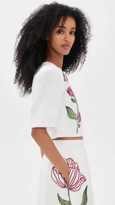 FARM Rio Flower Crop Top Off-White | Thumbnail 4 FARM Rio Flower Crop Top Off-White | Thumbnail 4