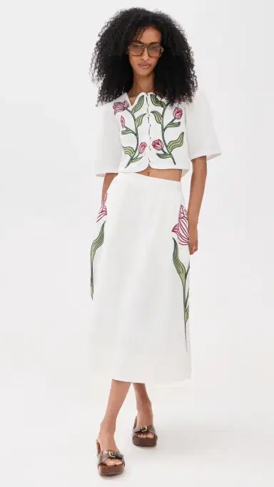 FARM Rio Flower Crop Top Off-White | Thumbnail 5 FARM Rio Flower Crop Top Off-White | Thumbnail 5