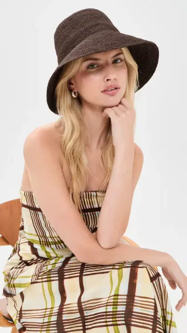 JANESSA LEONE Felix Raffia Hat Dark Earth | Thumbnail 3 JANESSA LEONE Felix Raffia Hat Dark Earth | Thumbnail 3