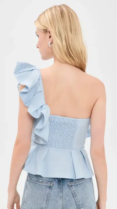 English Factory One Shoulder Ruffle Top Powder Blue | Thumbnail 3 English Factory One Shoulder Ruffle Top Powder Blue | Thumbnail 3