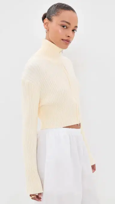 Lioness Priority Knit Zip Cardigan Cream | Thumbnail 4 Lioness Priority Knit Zip Cardigan Cream | Thumbnail 4