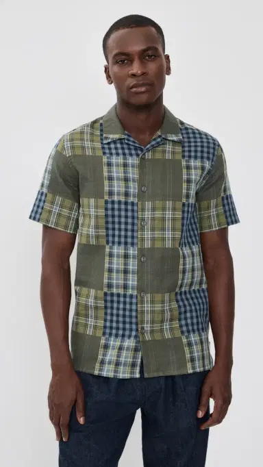 PS Paul Smith Short Sleeve Patchwork Shirt Dark Green L | Thumbnail 2 PS Paul Smith Short Sleeve Patchwork Shirt Dark Green L | Thumbnail 2