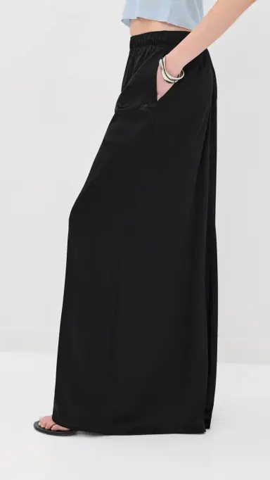 Courrèges Satin Wide Train Pants Black | Thumbnail 4 Courrèges Satin Wide Train Pants Black | Thumbnail 4