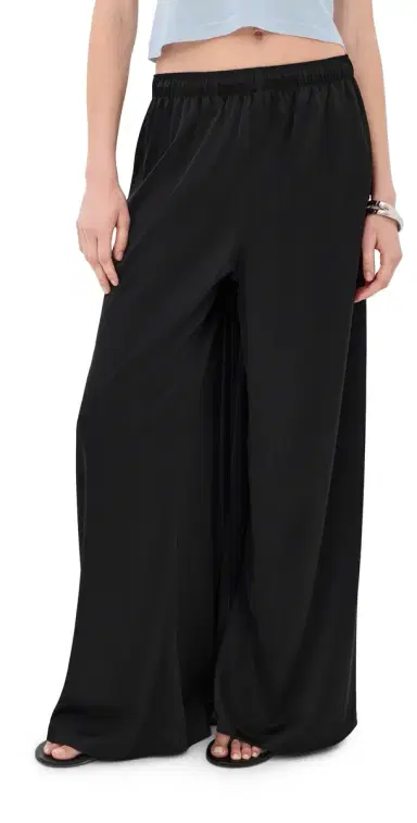 Courrèges Satin Wide Train Pants Black | Thumbnail 1 Courrèges Satin Wide Train Pants Black | Thumbnail 1
