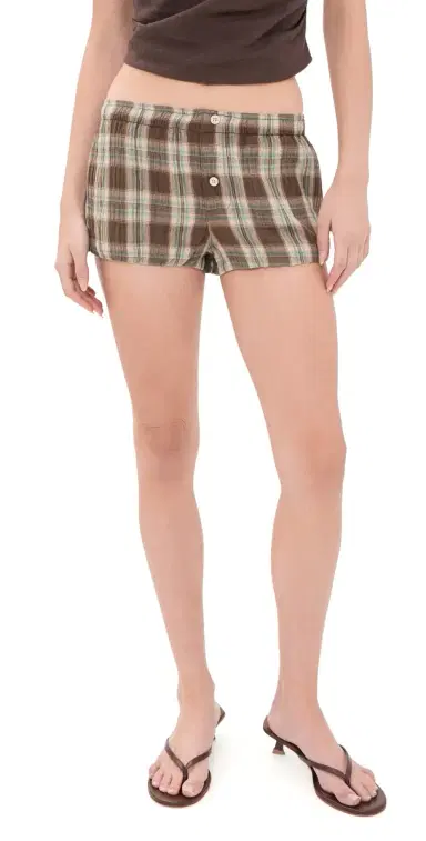 LIONESS Odette Bloomers Chocolate Plaid | Thumbnail 1 LIONESS Odette Bloomers Chocolate Plaid | Thumbnail 1
