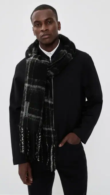 Our Legacy Estate Alpaca Scarf Black Fuzzy Alpaca Check One Size | Thumbnail 3 Our Legacy Estate Alpaca Scarf Black Fuzzy Alpaca Check One Size | Thumbnail 3