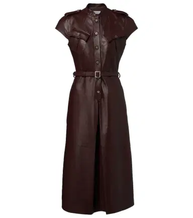 McQueen Belted leather midi dress | Thumbnail 1 McQueen Belted leather midi dress | Thumbnail 1
