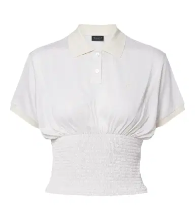 Gucci Double G shirred silk top | Thumbnail 1 Gucci Double G shirred silk top | Thumbnail 1