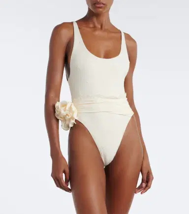 Magda Butrym Embroidered floral-appliqué draped swimsuit | Thumbnail 2 Magda Butrym Embroidered floral-appliqué draped swimsuit | Thumbnail 2