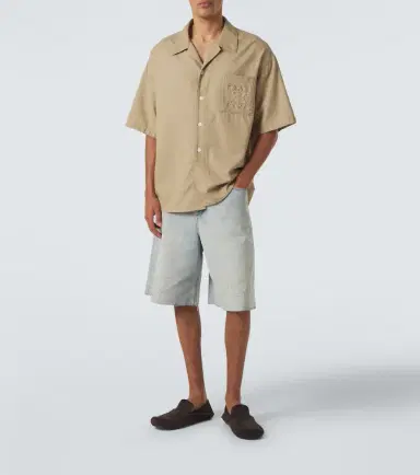 Loewe Anagram faded denim Bermuda shorts | Thumbnail 4 Loewe Anagram faded denim Bermuda shorts | Thumbnail 4