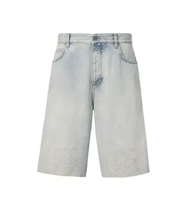 Loewe Anagram faded denim Bermuda shorts | Thumbnail 1 Loewe Anagram faded denim Bermuda shorts | Thumbnail 1