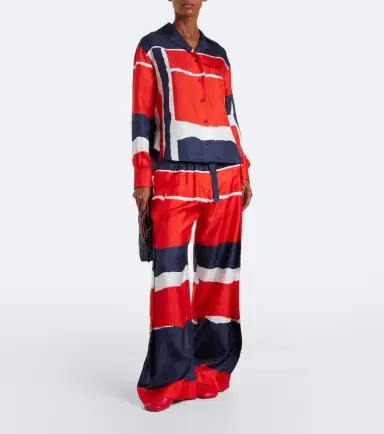 Loewe Printed silk twill wide-leg pants | Thumbnail 4 Loewe Printed silk twill wide-leg pants | Thumbnail 4