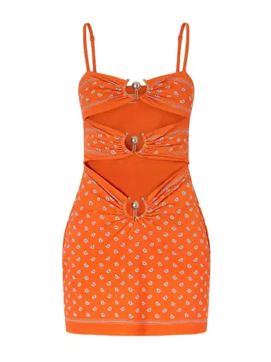 Christopher Esber Orbit Embellished Ruched Cutout Printed Stretch-jersey Mini Dress | Thumbnail 1 Christopher Esber Orbit Embellished Ruched Cutout Printed Stretch-jersey Mini Dress | Thumbnail 1