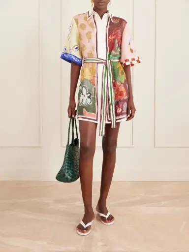 ALÉMAIS Tangible Love Belted Printed Linen Mini Dress | Thumbnail 2 ALÉMAIS Tangible Love Belted Printed Linen Mini Dress | Thumbnail 2