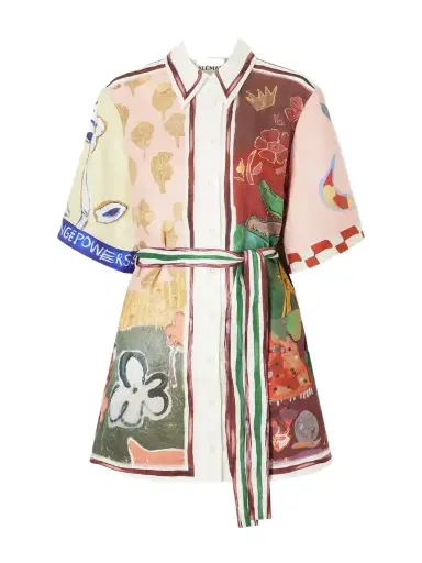 ALÉMAIS Tangible Love Belted Printed Linen Mini Dress | Thumbnail 1 ALÉMAIS Tangible Love Belted Printed Linen Mini Dress | Thumbnail 1