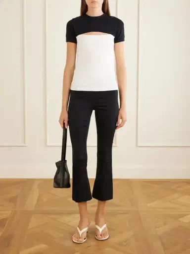 Courrèges Slash Contrast Logo-embroidered Cut-out Cotton T-shirt | Thumbnail 2 Courrèges Slash Contrast Logo-embroidered Cut-out Cotton T-shirt | Thumbnail 2