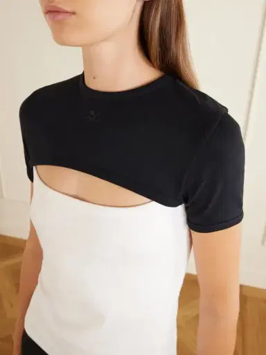Courrèges Slash Contrast Logo-embroidered Cut-out Cotton T-shirt | Thumbnail 4 Courrèges Slash Contrast Logo-embroidered Cut-out Cotton T-shirt | Thumbnail 4