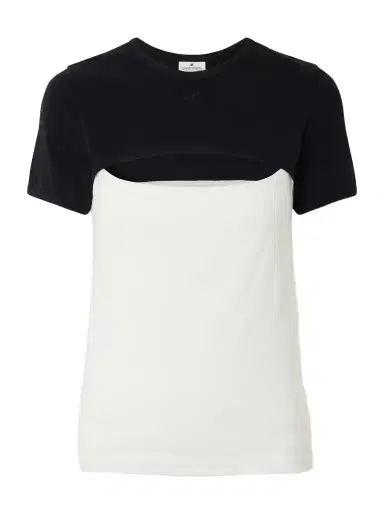 Courrèges Slash Contrast Logo-embroidered Cut-out Cotton T-shirt | Thumbnail 1 Courrèges Slash Contrast Logo-embroidered Cut-out Cotton T-shirt | Thumbnail 1