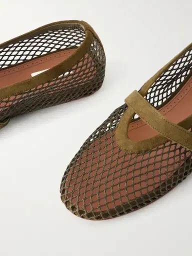 Alaïa Suede-trimmed Mesh Ballet Flats | Thumbnail 3 Alaïa Suede-trimmed Mesh Ballet Flats | Thumbnail 3