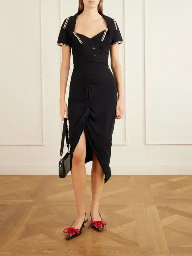 Vivienne Westwood Long Monday Pulling Ruched Cotton-piquet Midi Dress | Thumbnail 2 Vivienne Westwood Long Monday Pulling Ruched Cotton-piquet Midi Dress | Thumbnail 2