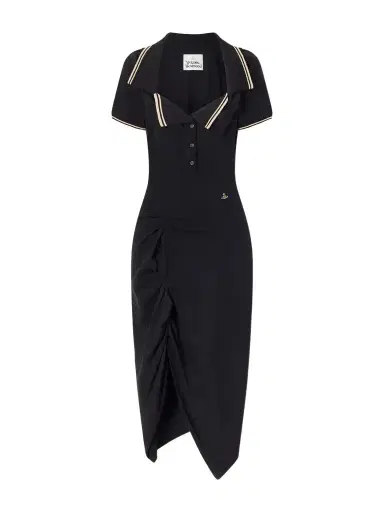 Vivienne Westwood Long Monday Pulling Ruched Cotton-piquet Midi Dress | Thumbnail 1 Vivienne Westwood Long Monday Pulling Ruched Cotton-piquet Midi Dress | Thumbnail 1
