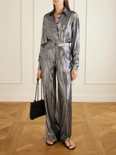 Giuliva Heritage The Elsa Pleated Lamé Wide-leg Pants | Thumbnail 2 Giuliva Heritage The Elsa Pleated Lamé Wide-leg Pants | Thumbnail 2