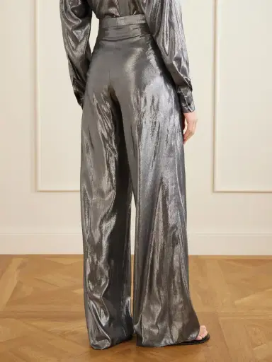 Giuliva Heritage The Elsa Pleated Lamé Wide-leg Pants | Thumbnail 3 Giuliva Heritage The Elsa Pleated Lamé Wide-leg Pants | Thumbnail 3